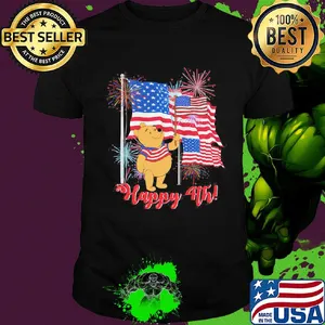 Pooh happy 4th american flag firework independence day shirt