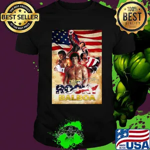 Rocky balboa american flag independence day signatures shirt