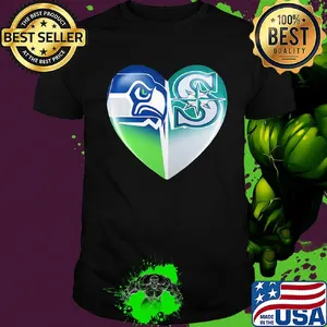 Seattle seahawks and seattle mariners heartbeat heart shirt