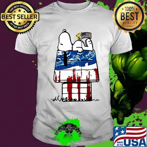 Snoopy and woodstock sleeping house american flag independence day shirt