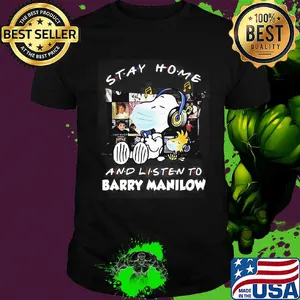 Snoopy and woodstock wear mask stay home and listen to barry manilow shirt