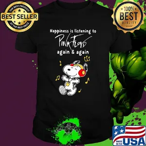 Snoopy happiness is listening to pink floyd again and again shirt