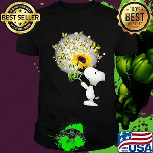 Snoopy sunflower and butterfly shirt