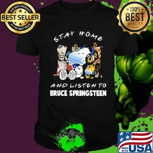 Snoopy wear mask stay home and listen to bruce springsteen covid-19 shirt