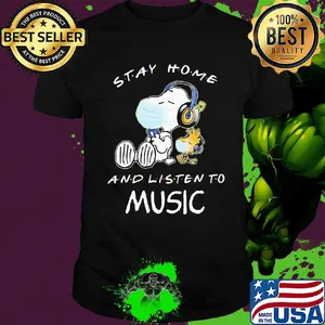Snoopy wear mask stay home and listen to music covid-19 shirt