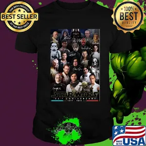 Star wars 43rd anniversary 1977 2020 all characters signatures shirt