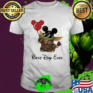 Star wars baby yoda holding balloon mickey mouse best dad ever shirt