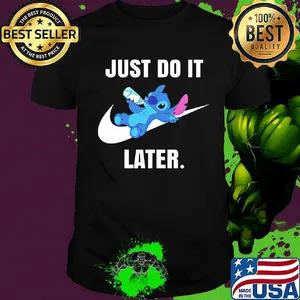 Stitch drinking milk nike just do it later shirt