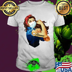 Strong woman tattoos librarian mask covid-19 shirt