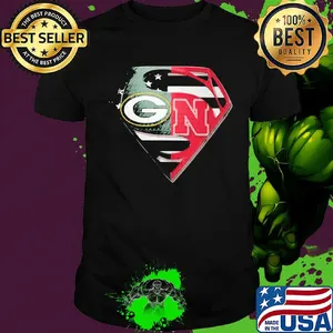 Superhero green bay packers and nebraska cornhuskers diamond american flag independence day shirt