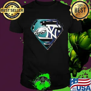 Superhero philadelphia eagles and new york yankees diamond american flag independence day shirt