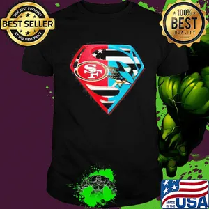 Superhero san francisco 49ers and san jose shark diamond american flag independence day shirt