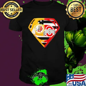 Superhero washington redskins and ohio state buckeyes diamond american flag shirt