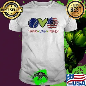 Tennis love heart sunflower American flag veteran Independence Day shirt