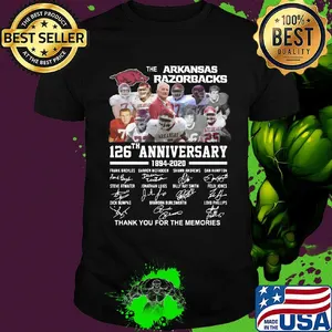 The arkansas razorbacks team 126th anniversary 1894 2020 thank you for the memories signatures shirt
