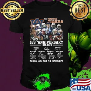 The Auburn Tigers football team 128th anniversary 1892 2020 thank you for the memories signatures shirt