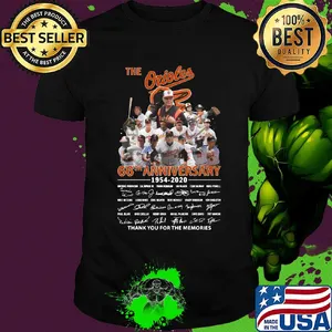 The Baltimore Orioles 66th anniversary 1954-2020 signature thank you for the memories shirt
