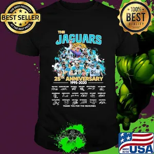 The jacksonville jaguars 25th anniversary 1995 2020 thank you for the memories signatures shirt