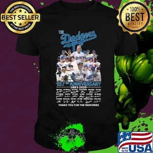 The los angeles dodgers baseball team 137th anniversary 1871 2021 thank you for the memories signatures shirt