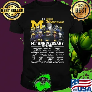 The michigan wolverines team 141th anniversary 1879 2020 thank you for the memories signatures shirt
