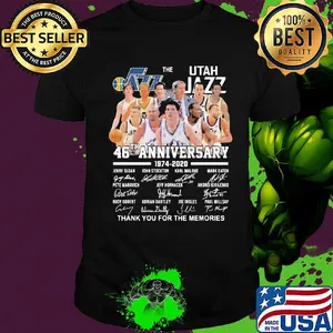 The Utah Jazz 46th anniversary 1974 - 2020 thank you for the memories signatures shirt