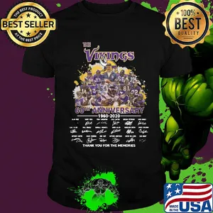 The vikings 60th anniversary 1960-2020 signatures thank you for the memories shirt