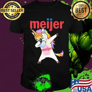 Unicorn mask dabbing meijer logo shirt