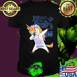 Unicorn mask dabbing nestle logo shirt