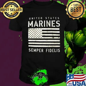 United states marines semper fidelis american flag shirt
