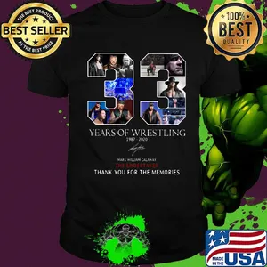 33 years of wrestling 1987 2020 mark william calaway the undertaker thank you for the memories signature shirt