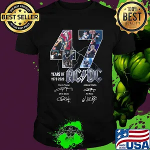 47 years of 1973 2020 acdc band members signatures shirt