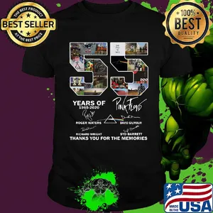 55 years of 1965 2020 pink floyd band thank you for the memories signatures shirt