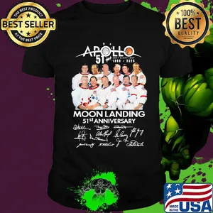 Apollo next giant leap 1969 2020 moon landing 51st anniversary signatures shirt