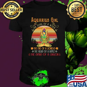 Aquarius girl the soul of a witch the fire of a lioness the heart of a hippie vintage retro shirt