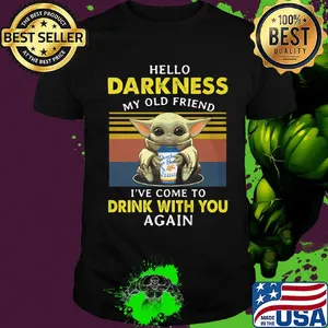 Baby yoda hug dutch bros hello darkness my old friend i've come to drink with you again vintage retro shirt