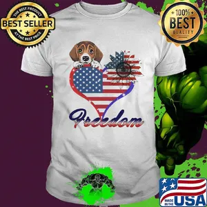 BEAGLE FREEDOM DOG HEART AMERICAN FLAG INDEPENDENCE DAY SHIRT