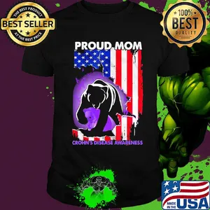 Bear proud mom crohn's disease awareness american flag independence day shirt