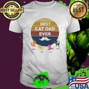 Best cat dad ever beard peter jack clover sam father's day vintage retro shirt
