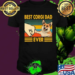 Best Corgi Dad Ever Vintage Retro Shirt