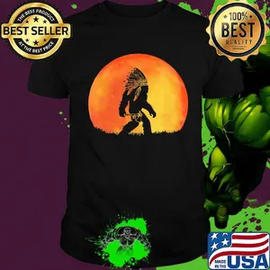 Bigfoot American Native Under The Red Moon Shirt