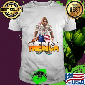 Bigfoot drink beer merica 4th of july independence day shirt