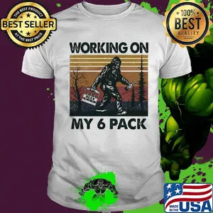 Bigfoot working on my 6 pack vintage retro shirt