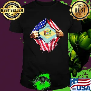 Blood insides delaware state flag american flag independence day shirt