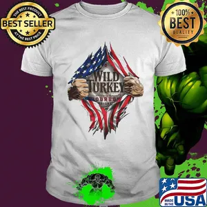 Blood insides wild turkey bourbon whiskey american flag independence day shirt