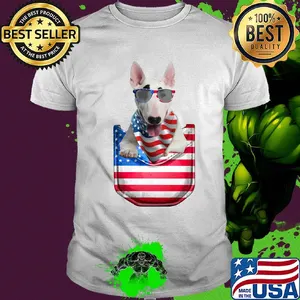 Bull terrier pocket american flag independence day shirt