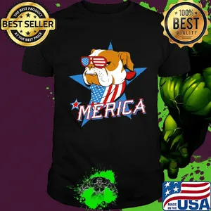 Bulldog merica american flag independence day shirt