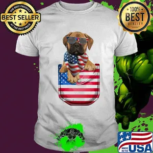Bullmastiff pocket american flag independence day shirt