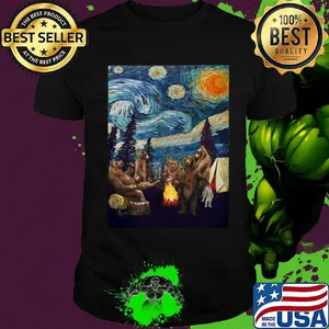 Campfire starry night bear vincent Van gogh shirt