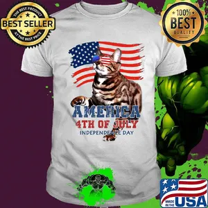 Cat American 4th of July flag veteran Independence day shirt
