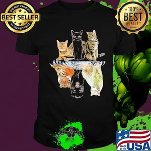 Cats water reflection tigers shirt